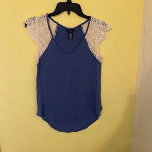 blue and lace top
